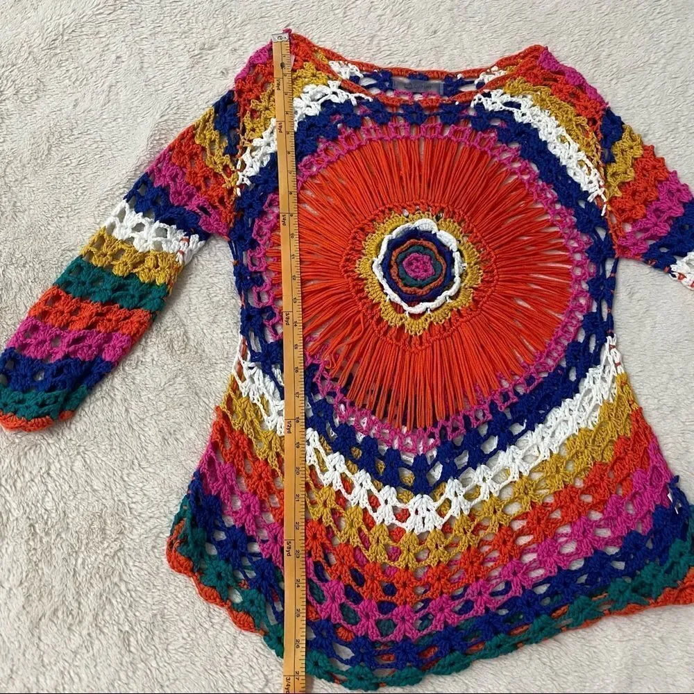 𝅺cupshe Crochet Multicolor Rainbow Top